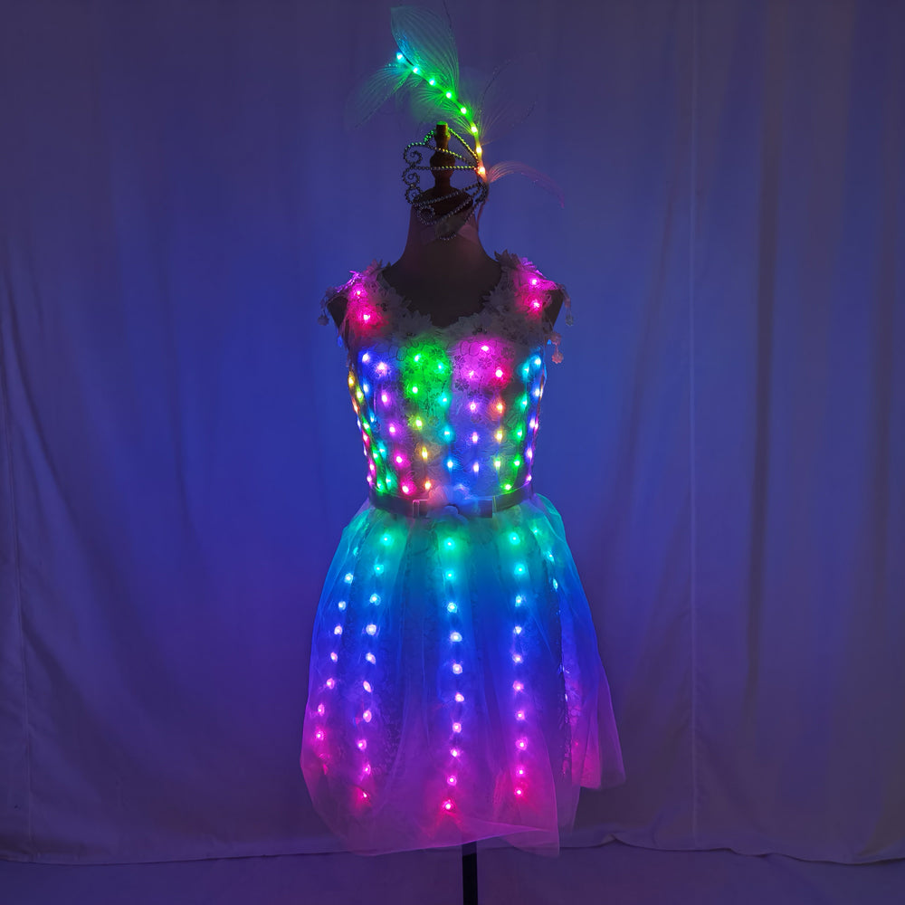 Ropa luminosa iluminada, traje con LED, tutú de Ballet, vestidos Led, ropa de escenario para bailarina o cantante, ropa para bailar, faldas, fiesta de boda 