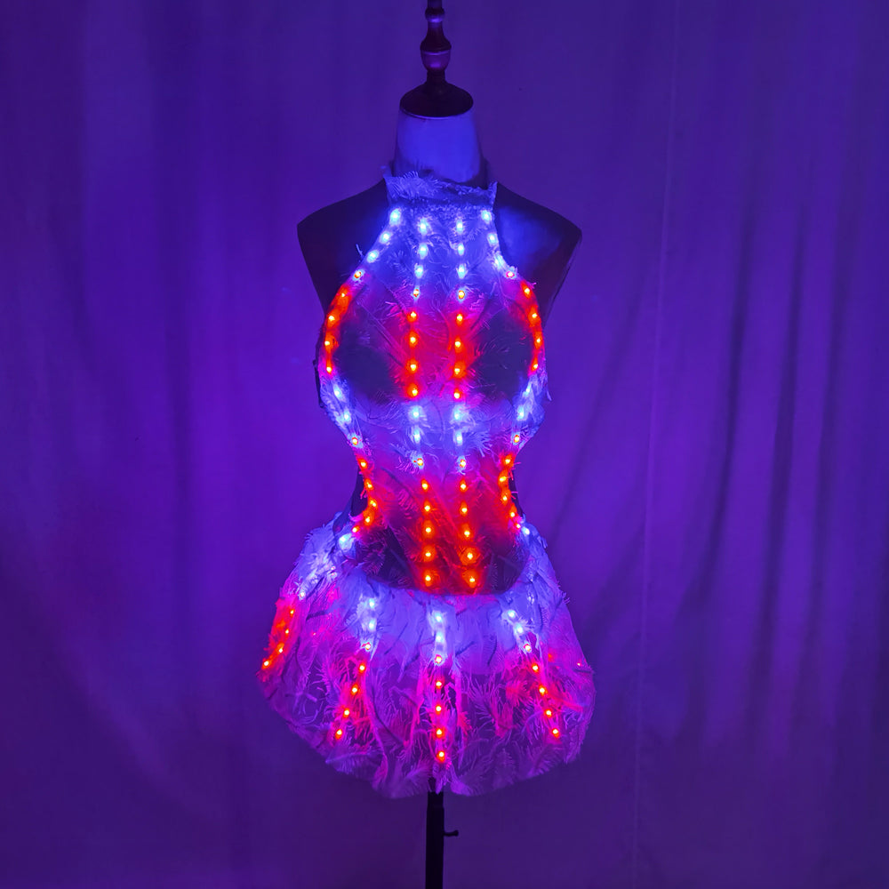 Bright LED Light Bikini Skirt - Glowing Clubwear for Gogo Dance & Nightclub Party - Temlaser.net