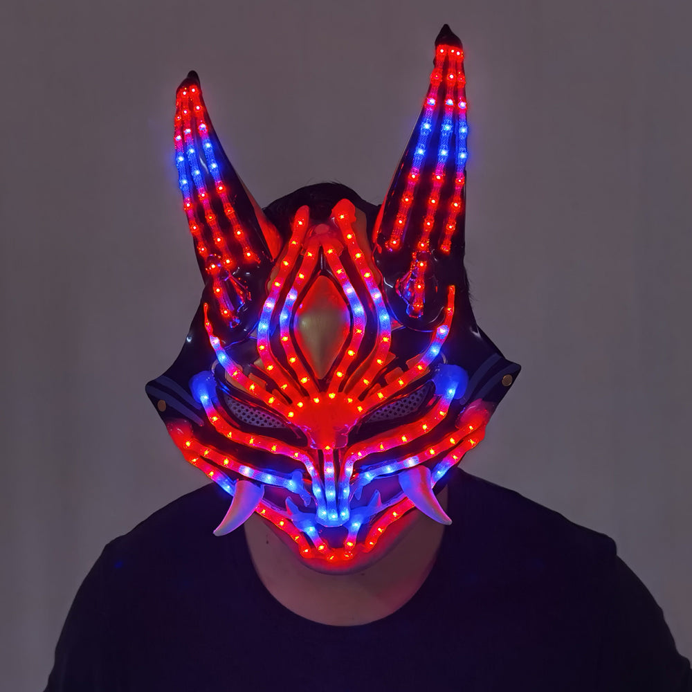 Future Tech LED Helmet Cat Woman Black Panther Mask LED Robot Performance Costume - Temlaser.net