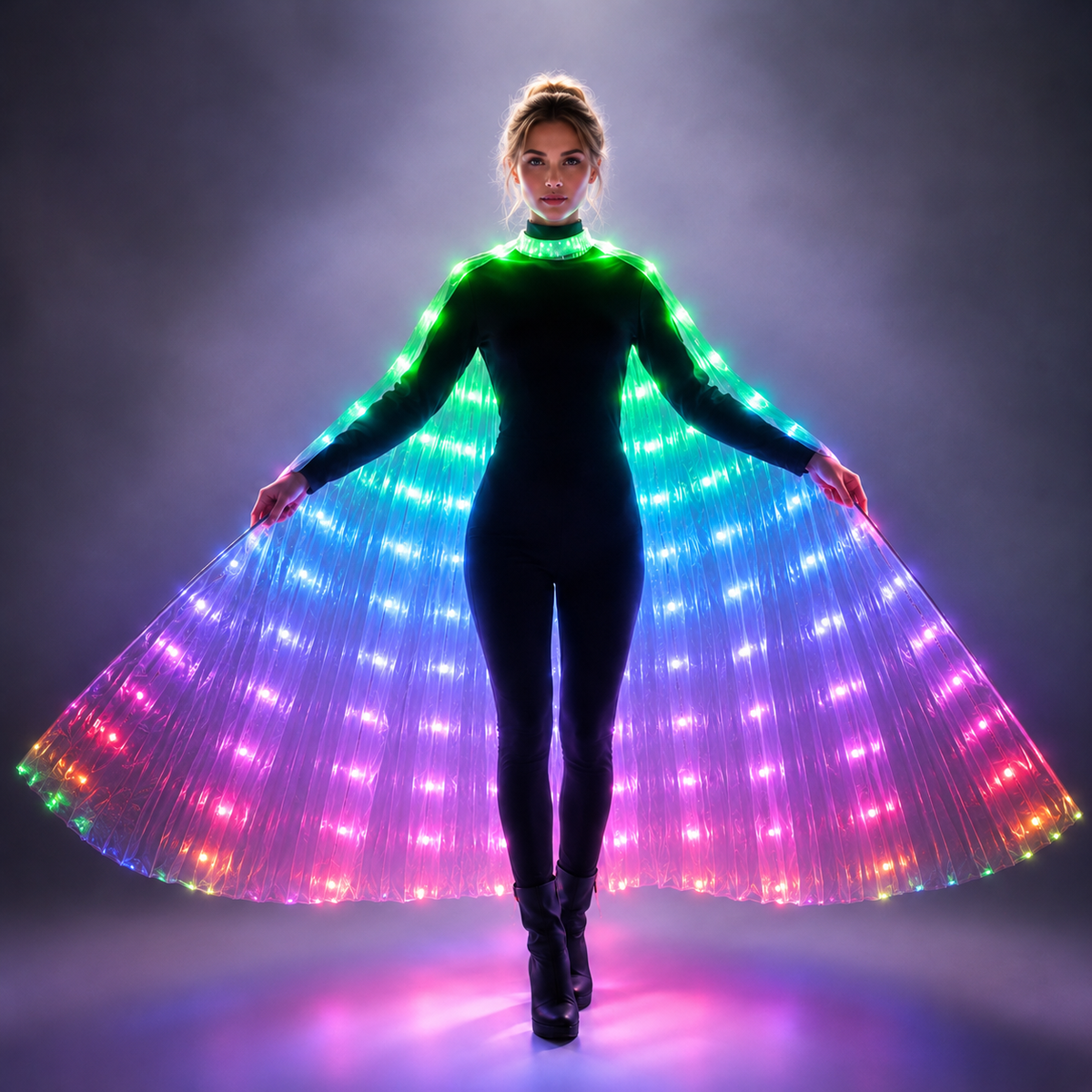 Belly Dance LED Wings Colorful Belly Dancing Accessory Popular Stage Performance Props Wings Props With Stick