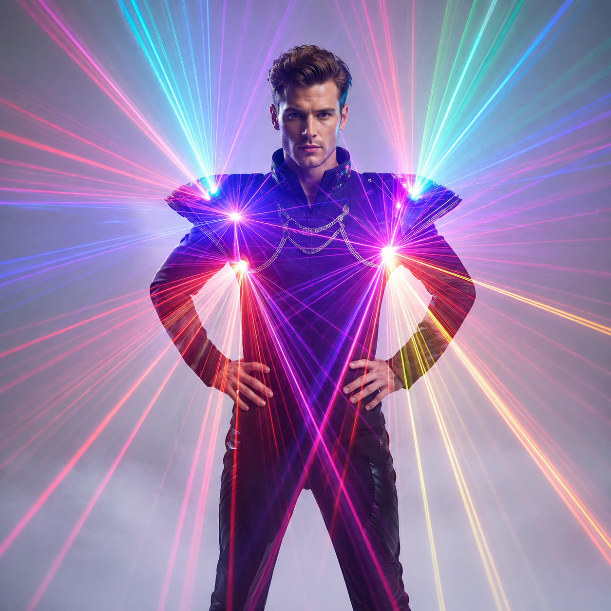 Colorful Laser Light Up Vest - Green Red Blue Shoulder Waistcoat for Dance Robot Fancy Dress