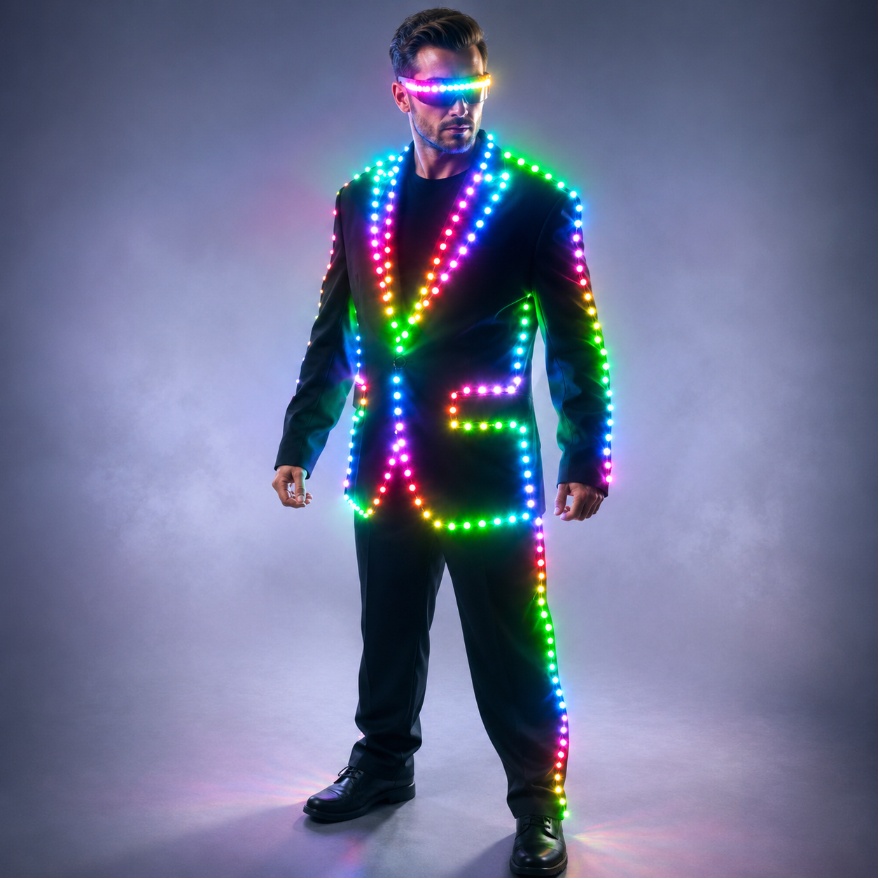 Chaqueta LED de control remoto digital a todo color LED para alojamiento de bares, vestido de hombre de boda Traje Tron