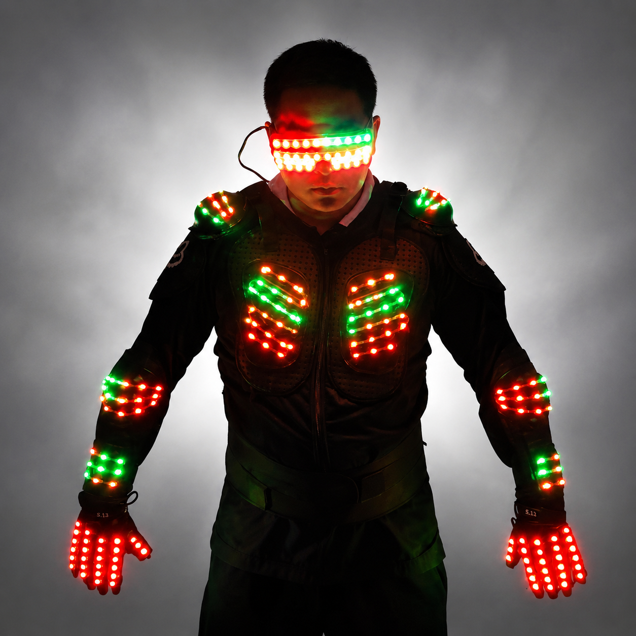 RGB Colorful Light Armor Outfit Glowing Clothe Show Dress Bar DJ MC Performance Robot Uomo Suit