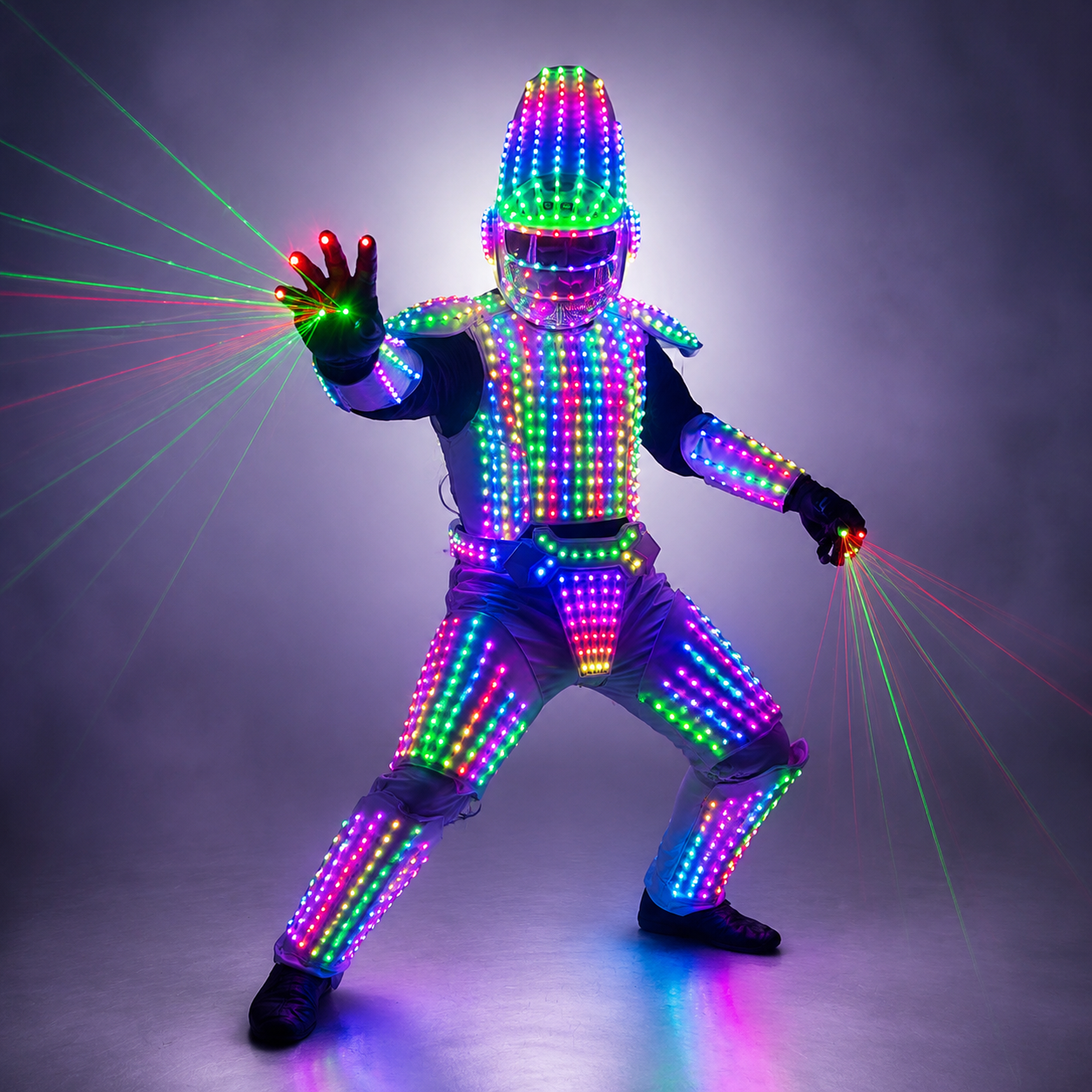 Pixel LED Lights Jacket Coat Stage Dance Costume Tron RGB Light Up Stage Suit Robot Outfit Group Dance Performance
