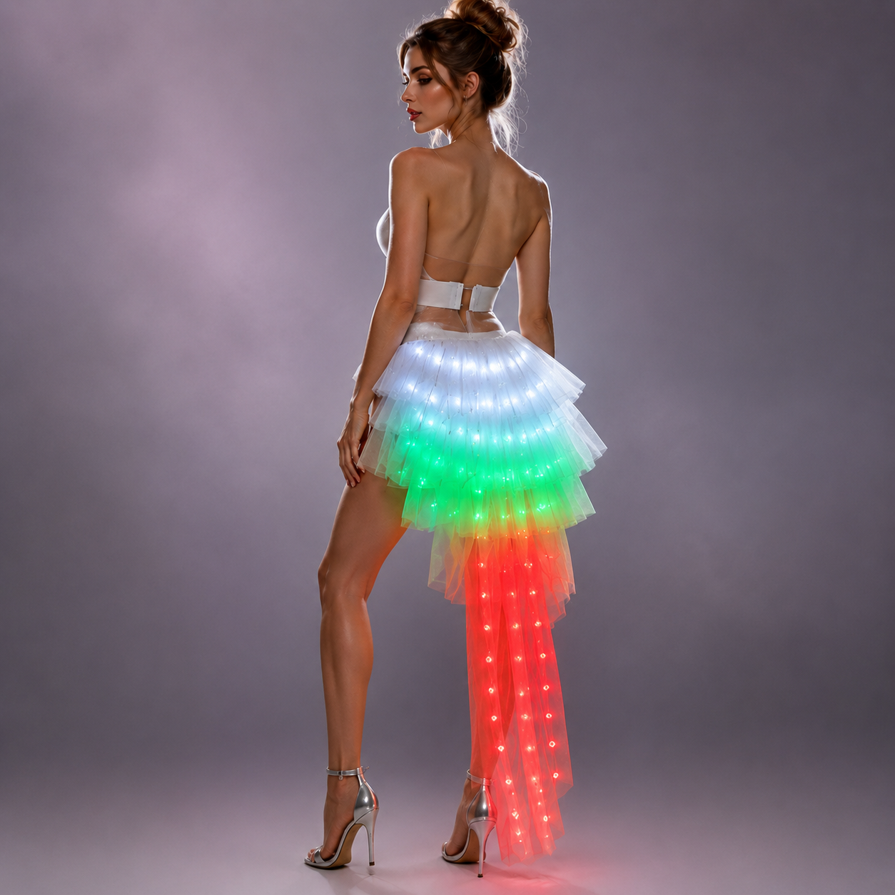 Fashion Dance LED Tutu Skirt Up Neon Fancy Rainbow Mini Tutu Fancy Costume Adult Light Skirt TFS Corset Tutu Skirtr