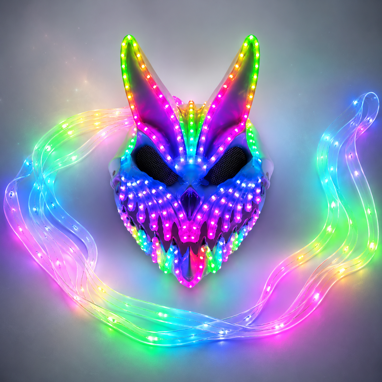 LED Rabbit Bear Mask with Remote Color Change Halloween Horror Bunny Mask