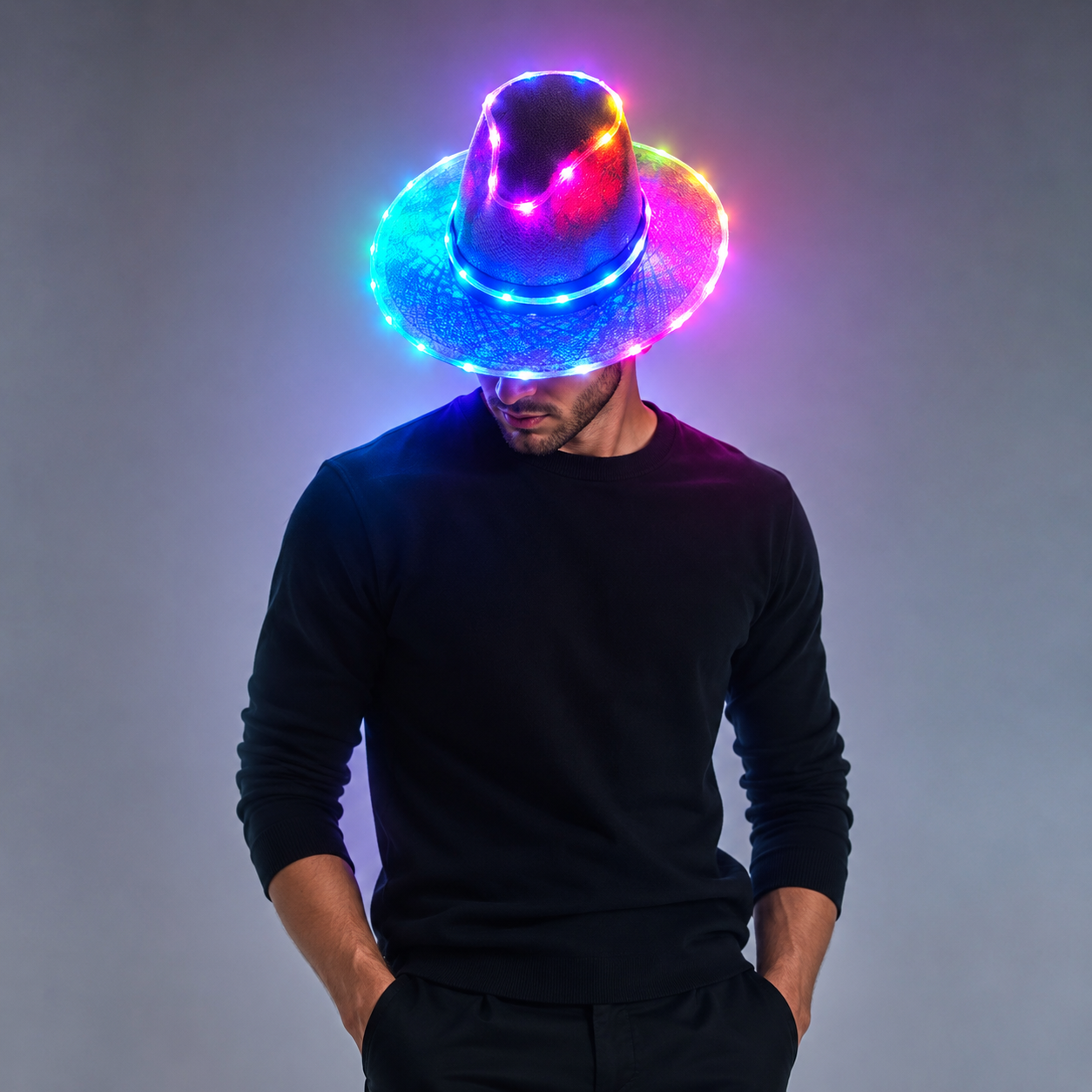 Full color Cool LED Hat Party Luminous Cap Neon LED Light Costume Party Fluorescent DJ BAR Dance Performances Carnival Party