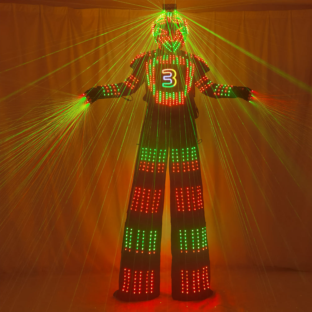David Guetta Style LED Robot Suit - Luminous Stilts Walker Stage Parade Performance Costume - Temlaser.net