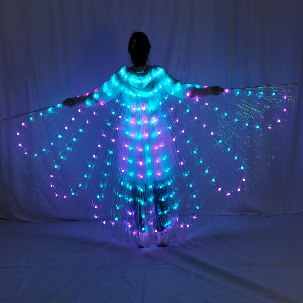 Colorful LED Belly Dance Wings – Popular Glowing Dance Prop with Control Stick - Temlaser.net