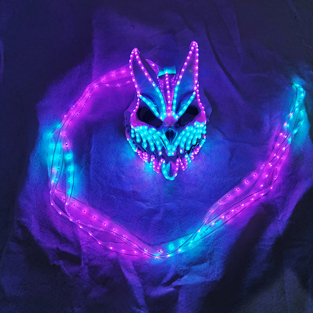 LED Rabbit Bear Mask with Remote Color Change Halloween Horror Bunny Mask
