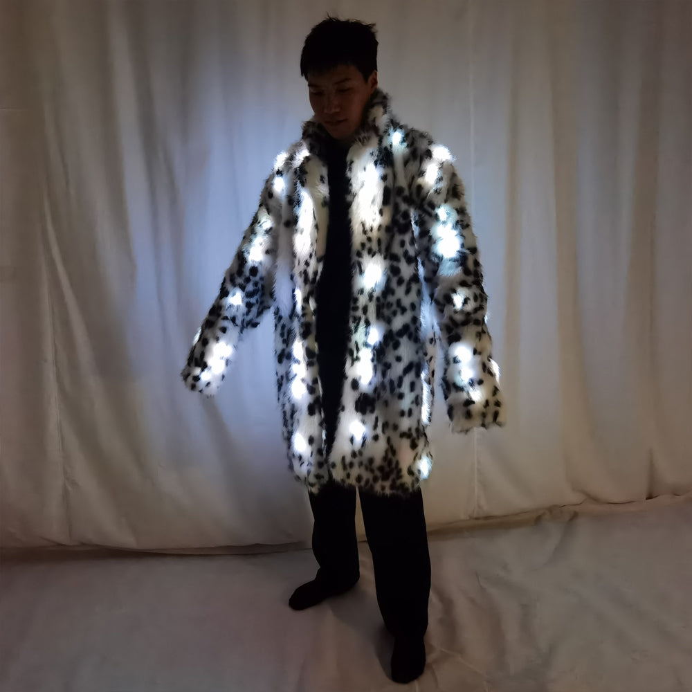 Men's Long Faux Fur Overcoat - Thick Warm Jacket for Daily, Cosplay & Stage Show
