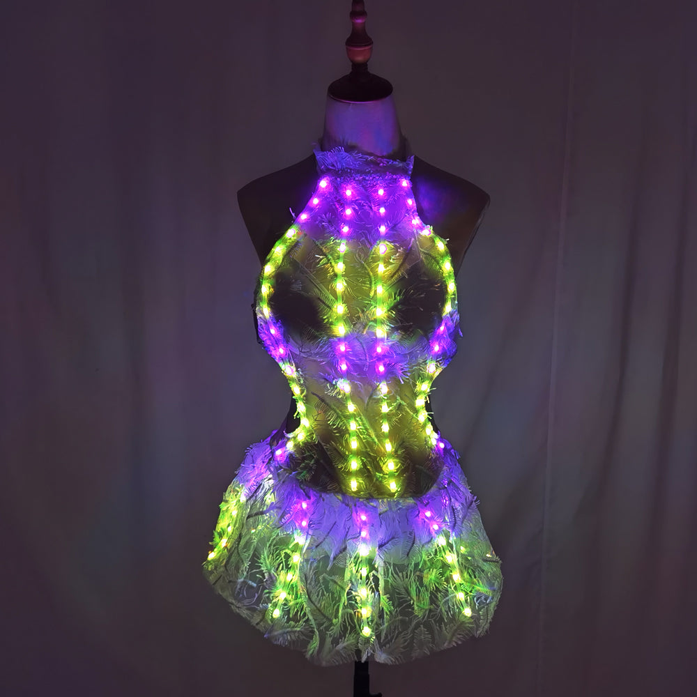 Bright LED Light Bikini Skirt - Glowing Clubwear for Gogo Dance & Nightclub Party - Temlaser.net