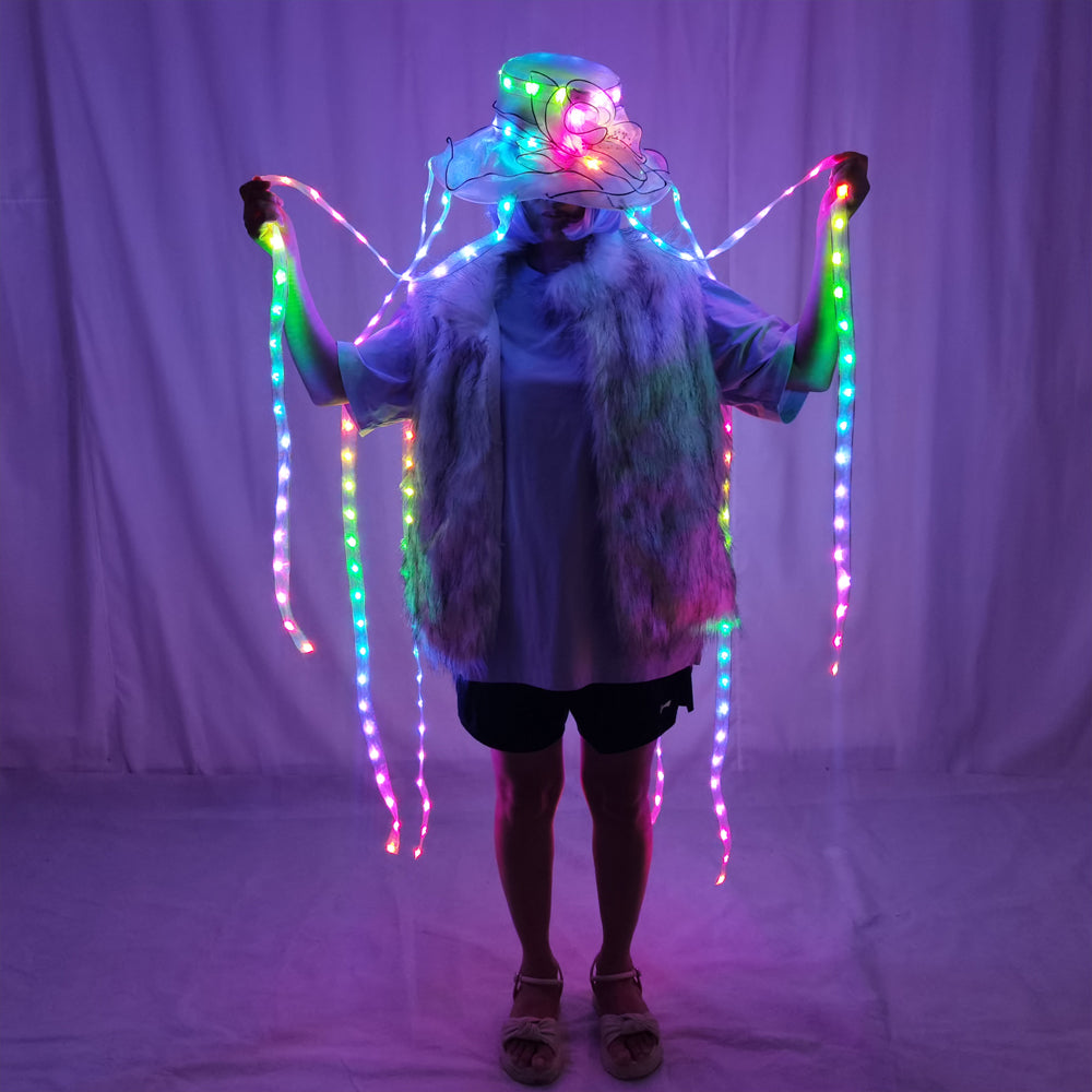 LED Jellyfish Hat Full Color Luminous Headwear Glowing Party Props - Temlaser.net