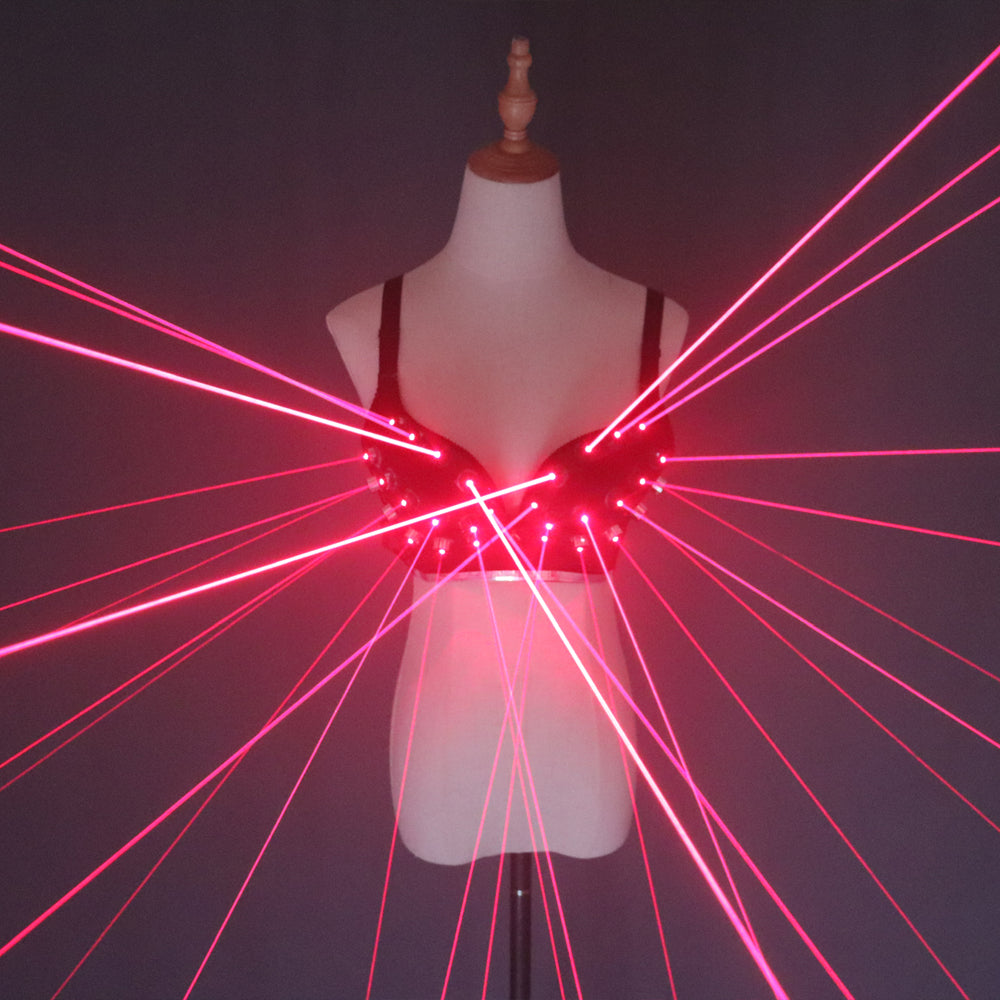 Fashion Red Laser Luminous Bra for Stage Performers and Nightclub Dancers