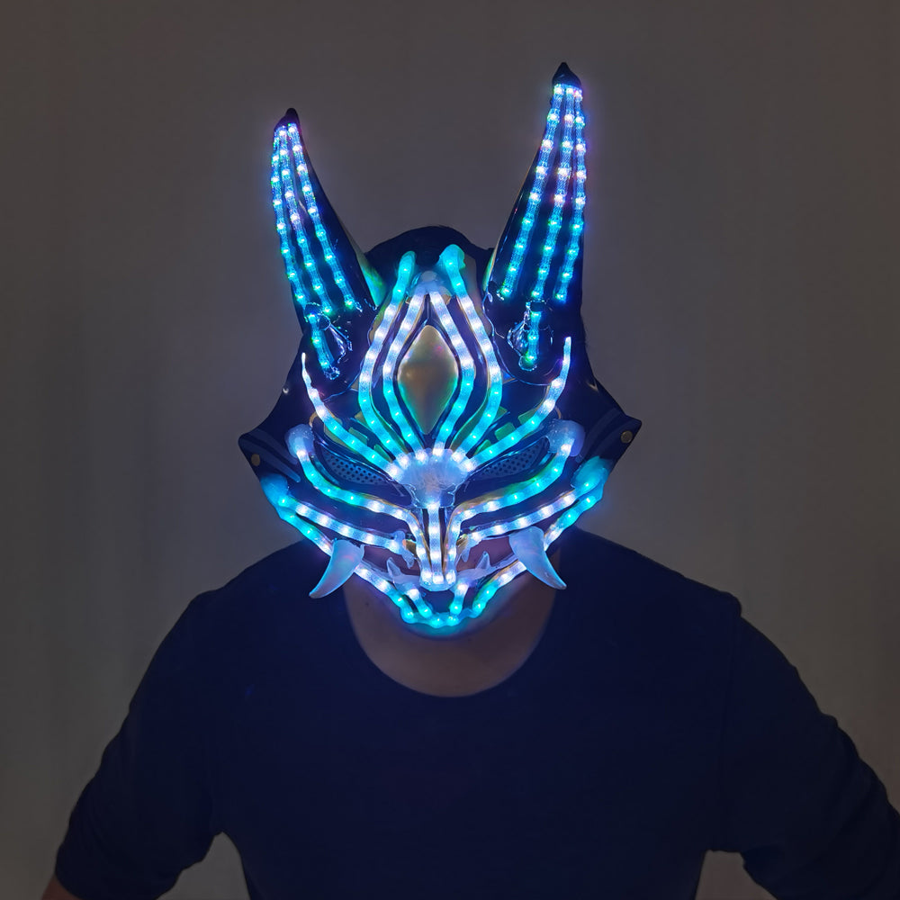 Future Tech LED Helmet Cat Woman Black Panther Mask LED Robot Performance Costume - Temlaser.net