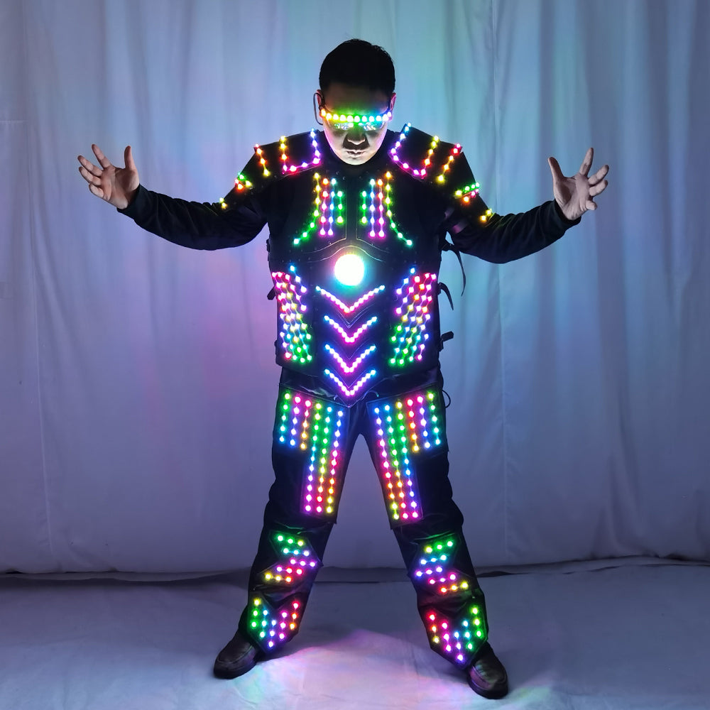 Luminous LED Armor Suit - Light Up Glowing Jacket for Professional Performances