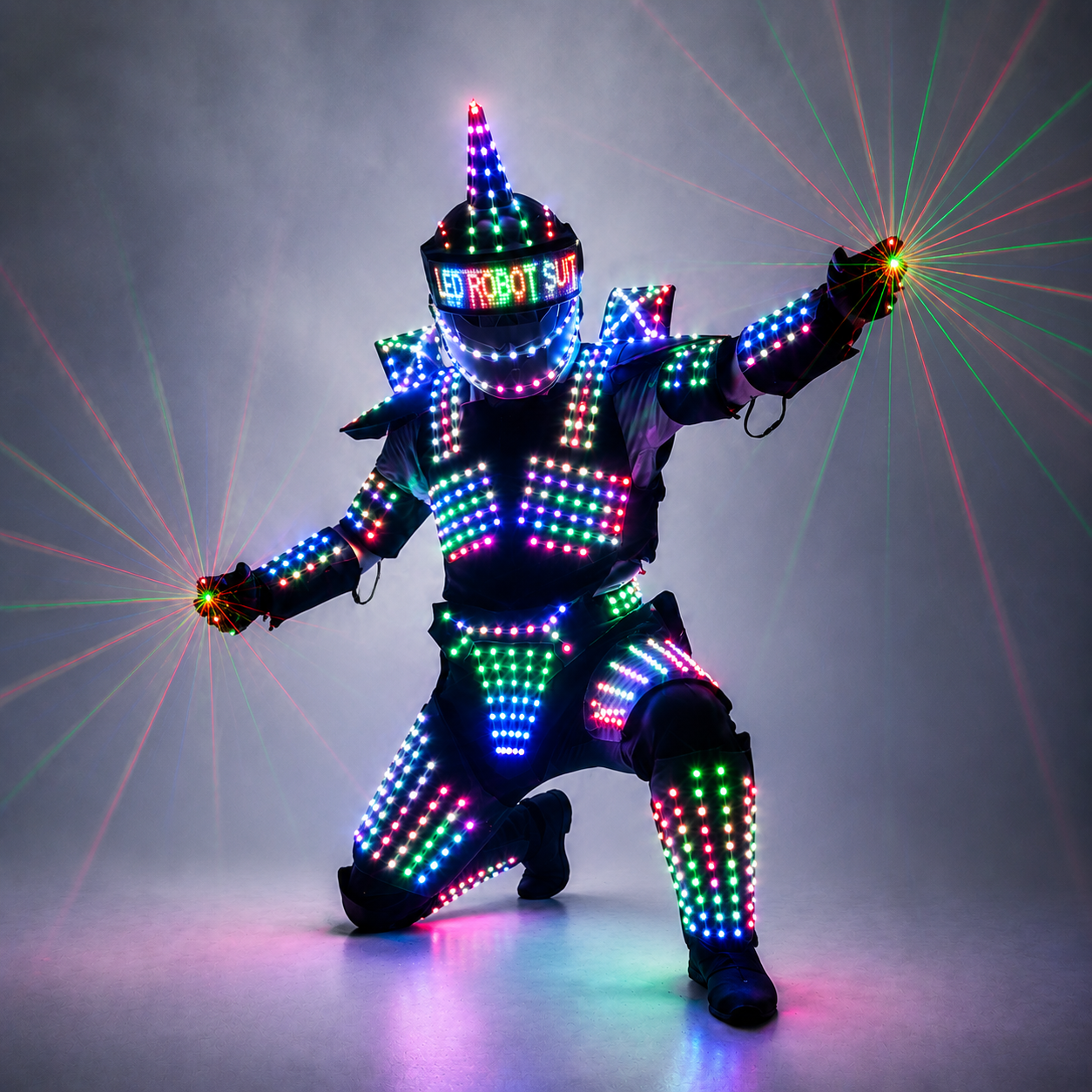 Full Color LED Robot Suit Stage Dance Costume Tron RGB Lighted Luminous Outfit Team Wears Cosplay Dress Vest Disco