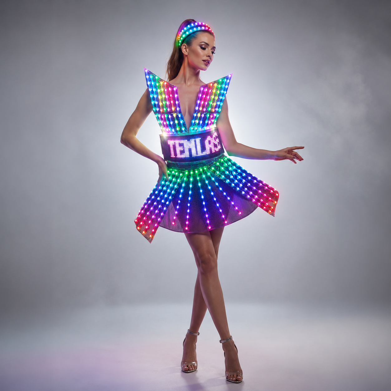 Shiny Laser Mirror Nightclub Dress LED Glow Bar Dj Gogo Dancer Singer Stage Costume Women Evening Birthday Outfit – temlaser.net