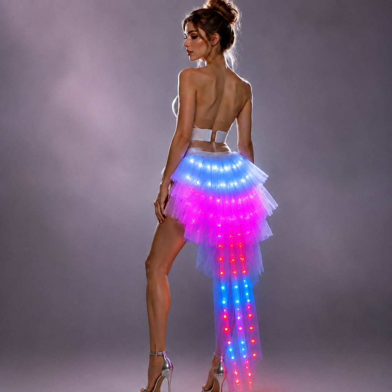 Fashion Dance LED Tutu Skirt Up Neon Fancy Rainbow Mini Tutu Fancy Costume Adult Light Skirt TFS Corset Tutu Skirtr