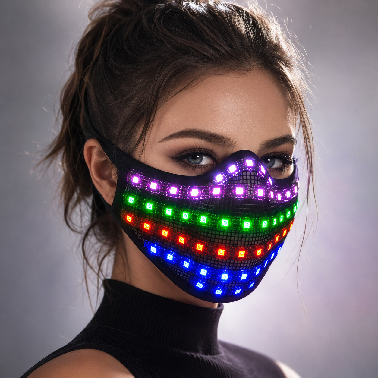 LED RGB Mutilcolor Light Mask Hero Face Guard DJ Mask Party Halloween Birthday LED Colorful Masks for Show