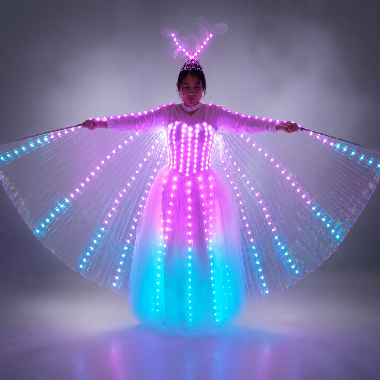 LED Wedding Dress Luminous Suits Light Clothing Glowing Wedding Skirt LED Wings for Women Ballroom Dance Dress