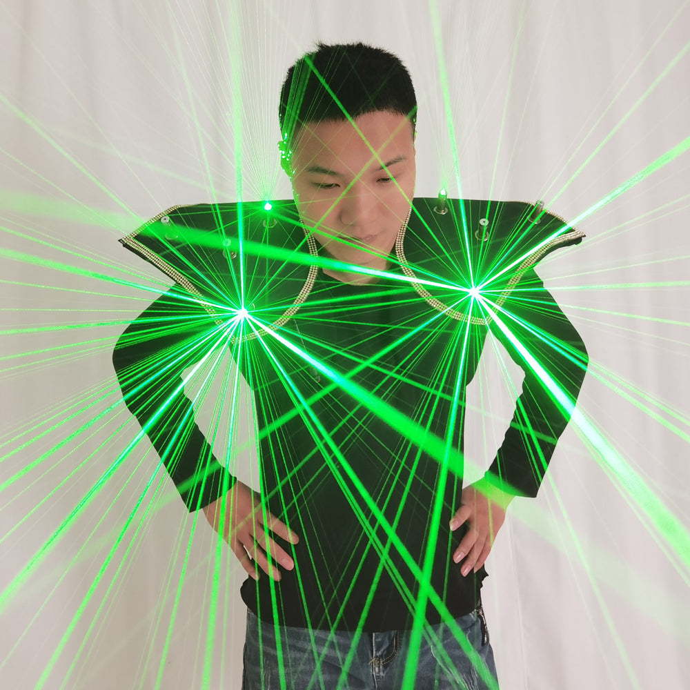 Colorful Laser Light Up Vest - Green Red Blue Shoulder Waistcoat for Dance Robot Fancy Dress - Temlaser.net