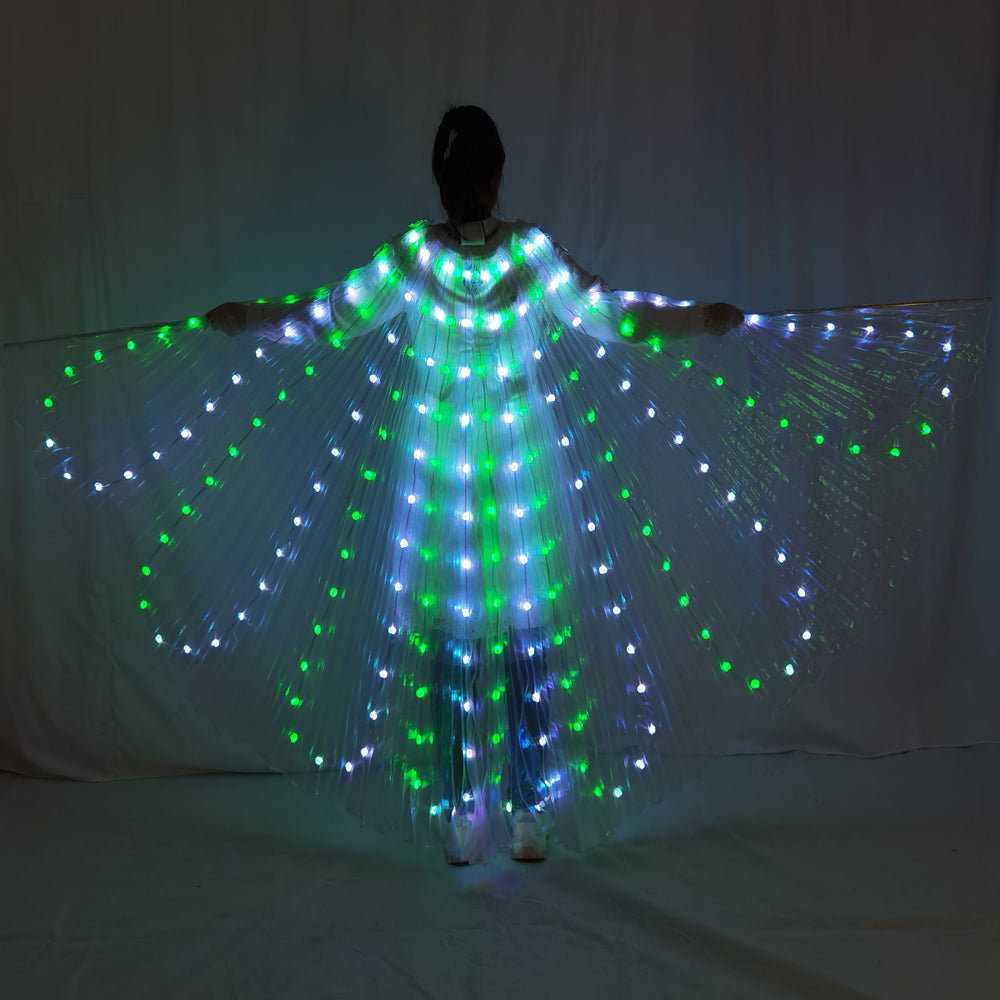 Colorful LED Belly Dance Wings – Popular Glowing Dance Prop with Control Stick - Temlaser.net