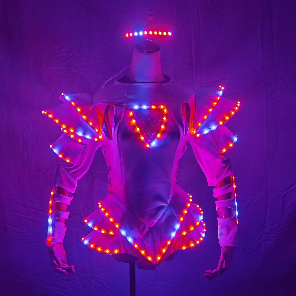 LED Female Warrior Suits - Luminous Glowing Costume for Women Ballroom Dance - Temlaser.net