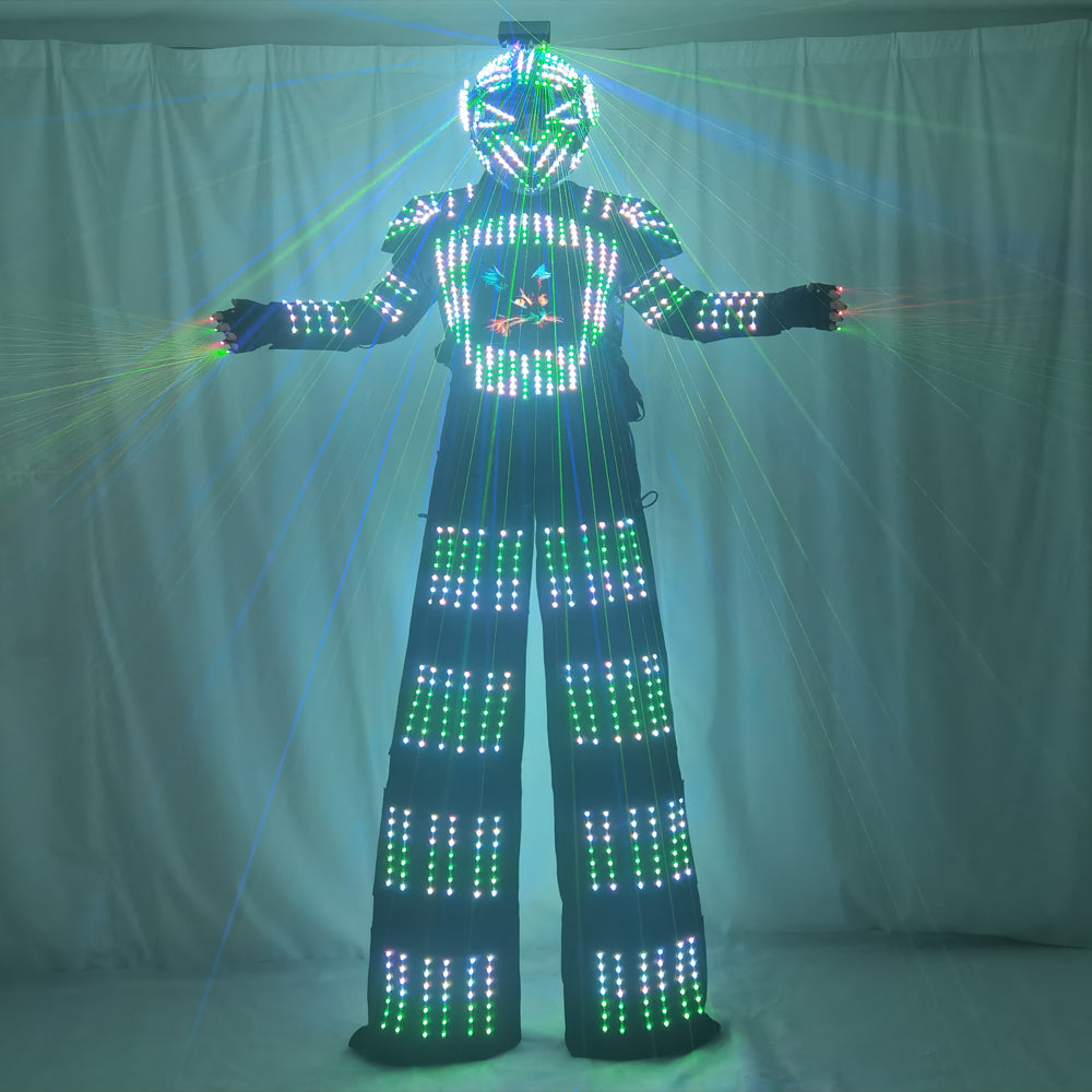 David Guetta Style LED Robot Suit - Luminous Stilts Walker Stage Parade Performance Costume - Temlaser.net