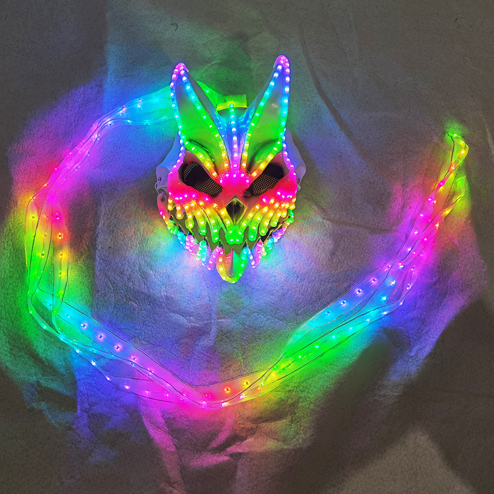 LED Rabbit Bear Mask with Remote Color Change Halloween Horror Bunny Mask