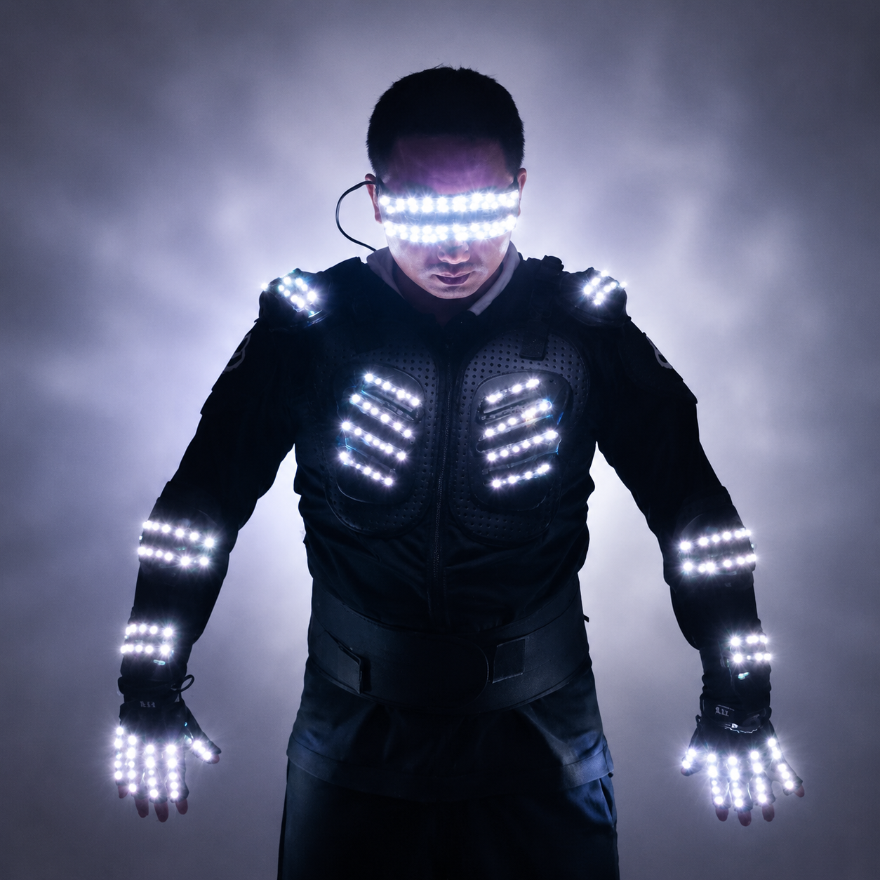 RGB Colorful Light Armor Outfit Glowing Clothe Show Dress Bar DJ MC Performance Robot Uomo Suit
