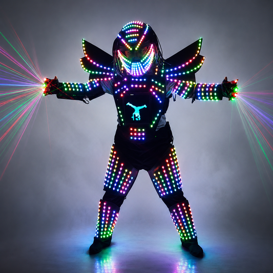 Pixels Led Robot Suit Traje De Robot  Full Color Change Stage Show Singer Party Performance Wear Helmet with Laser Gloves