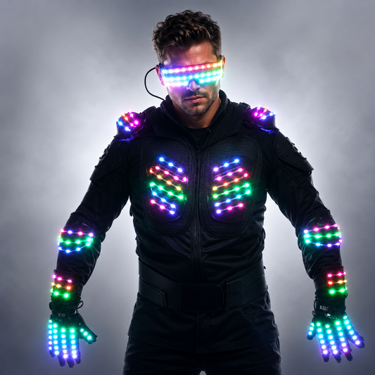 RGB Colorful Light Armor Outfit Glowing Clothe Show Dress Bar DJ MC Performance Robot Uomo Suit