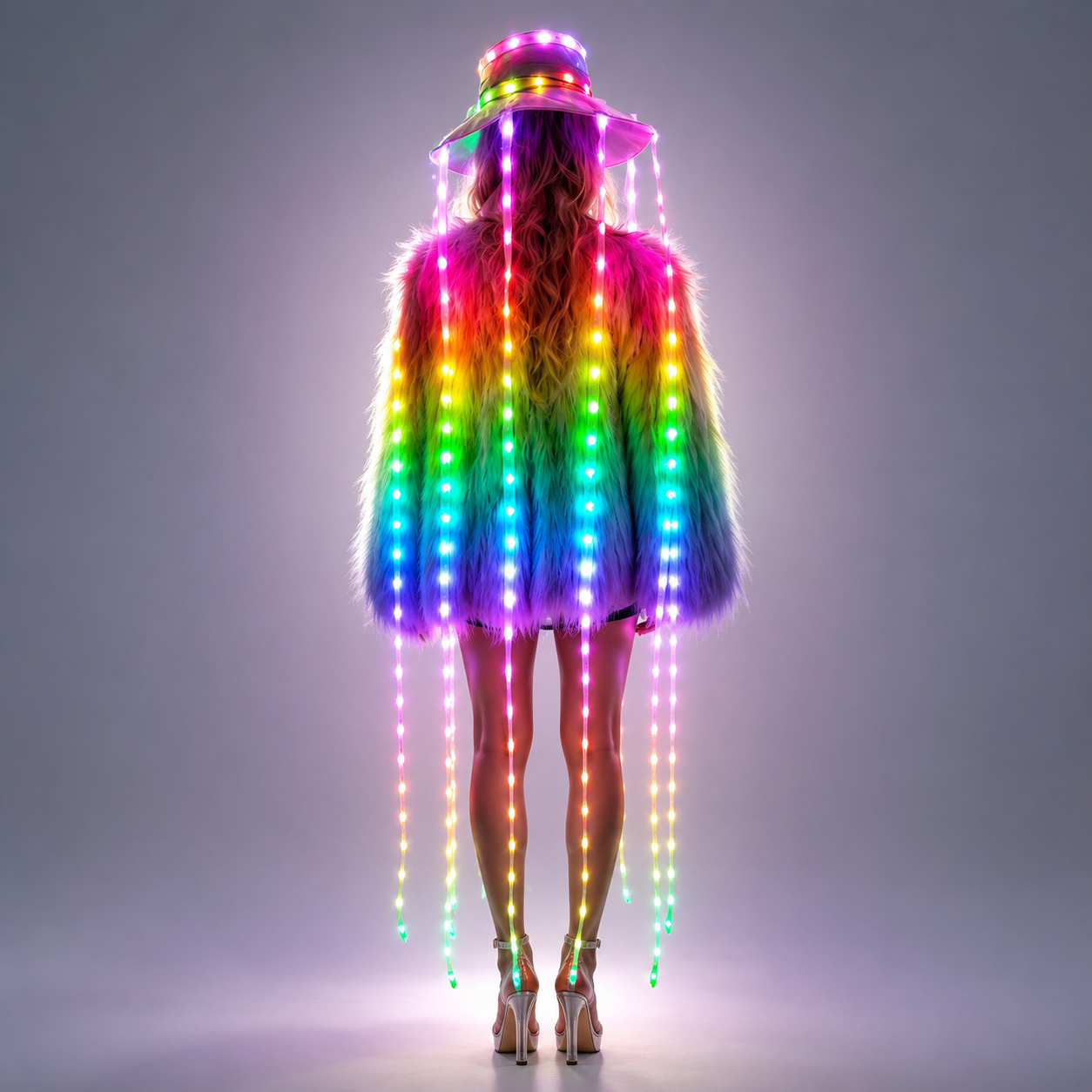 LED Jellyfish Hat Full Color Luminous Headwear Glowing Party Props