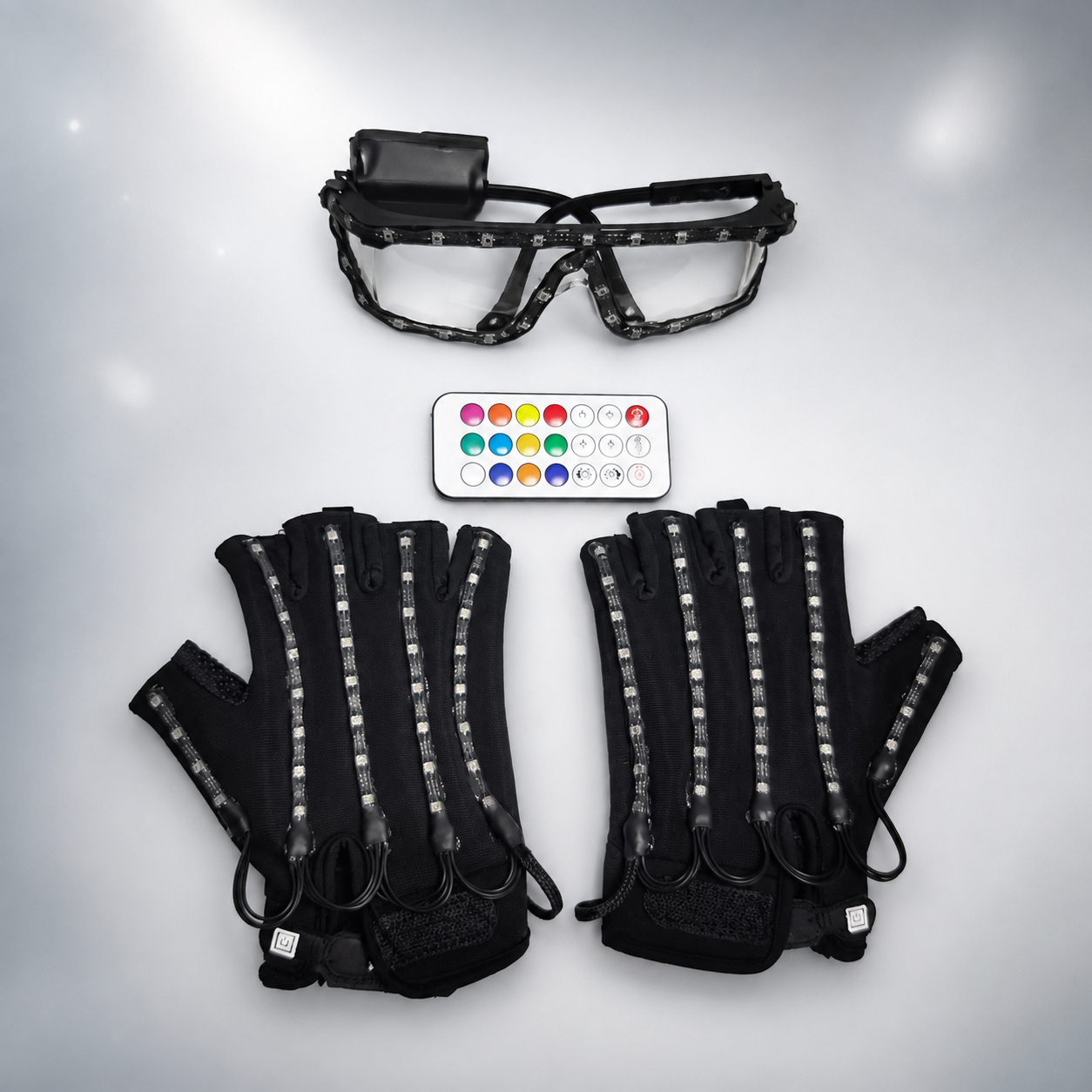 LED Gloves Glowing Glasses Light Up Glasses Rave Costume Decor DJ Dance Performances Luminous Props Halloween Decorati