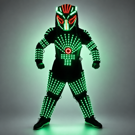 RGB Led Colorati Luminosi Robot Vestito con Casco del LED LED Luce sempre più intensa Performance Costume di Scena Vestiti