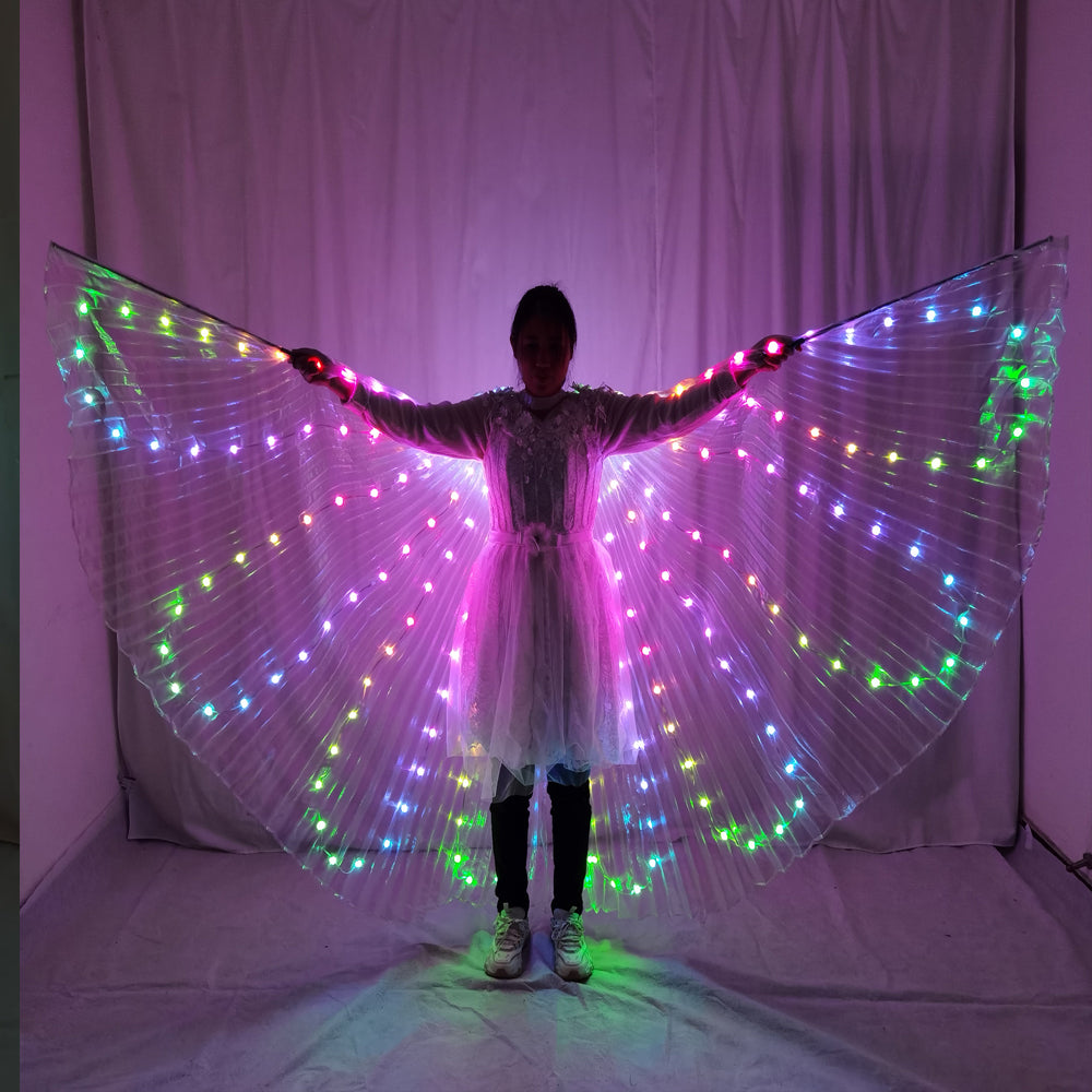 Colorful LED Belly Dance Wings – Popular Glowing Dance Prop with Control Stick - Temlaser.net