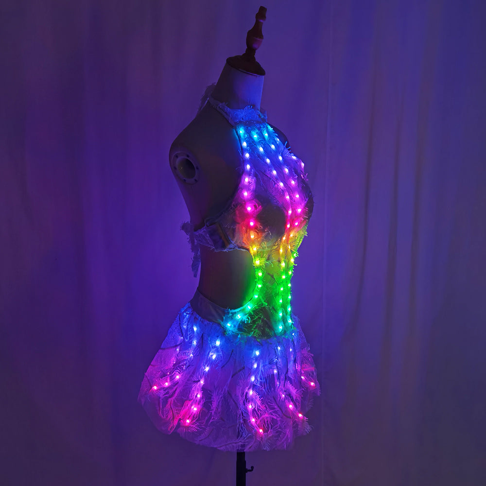 Bright LED Light Bikini Skirt - Glowing Clubwear for Gogo Dance & Nightclub Party - Temlaser.net