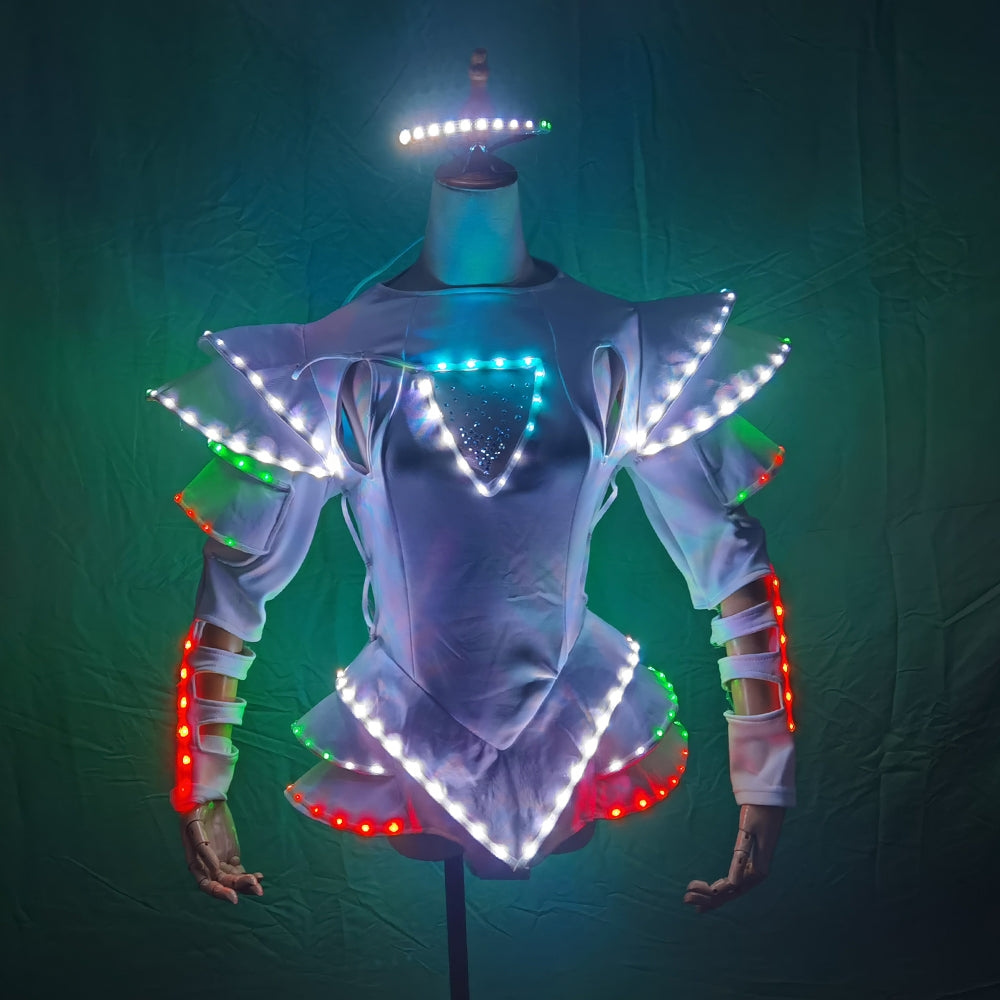 LED Female Warrior Suits - Luminous Glowing Costume for Women Ballroom Dance - Temlaser.net