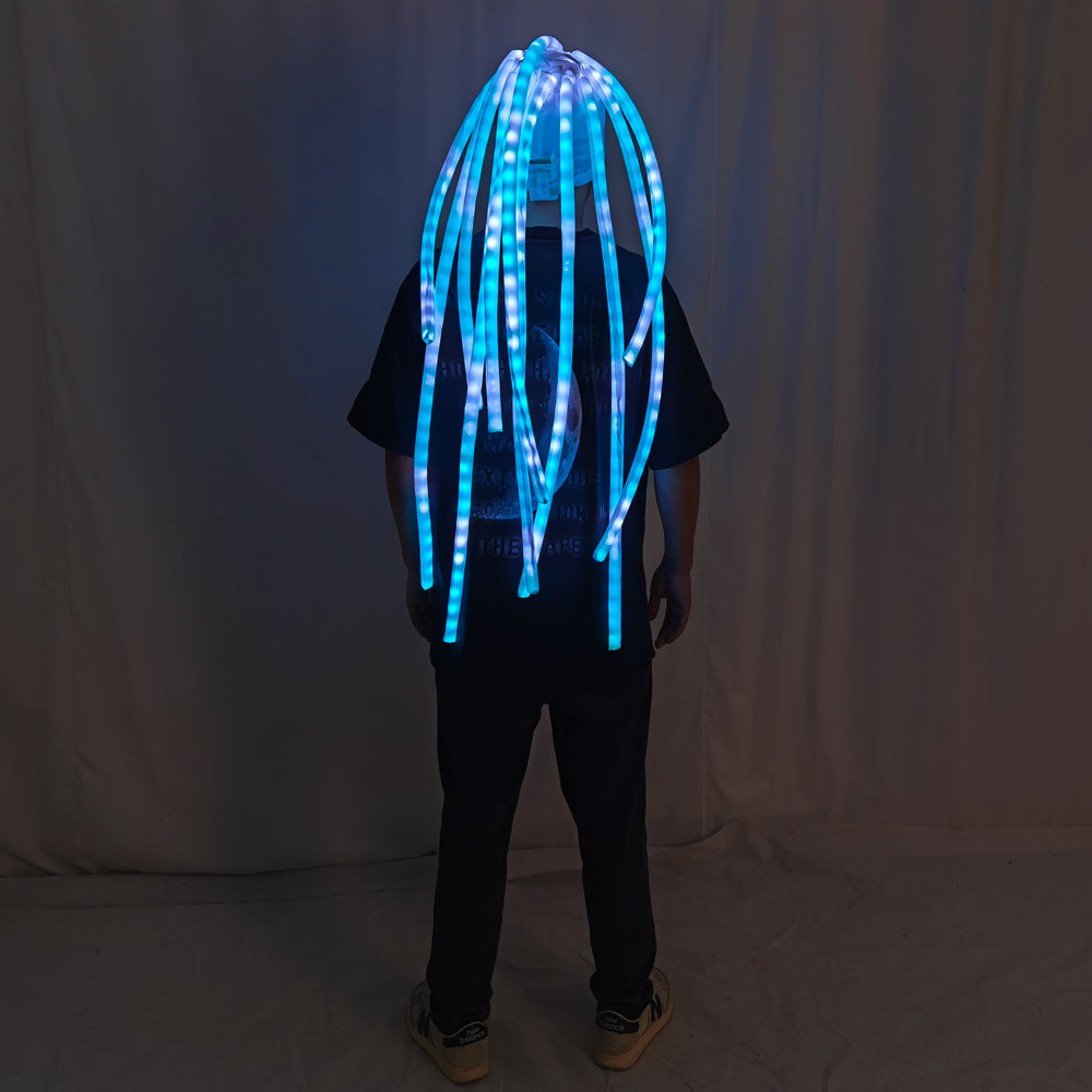LED Jellyfish Hat Luminous Headdress for Parties, Dance Teams, Gogo Shows, and Bar Performances - Temlaser.net