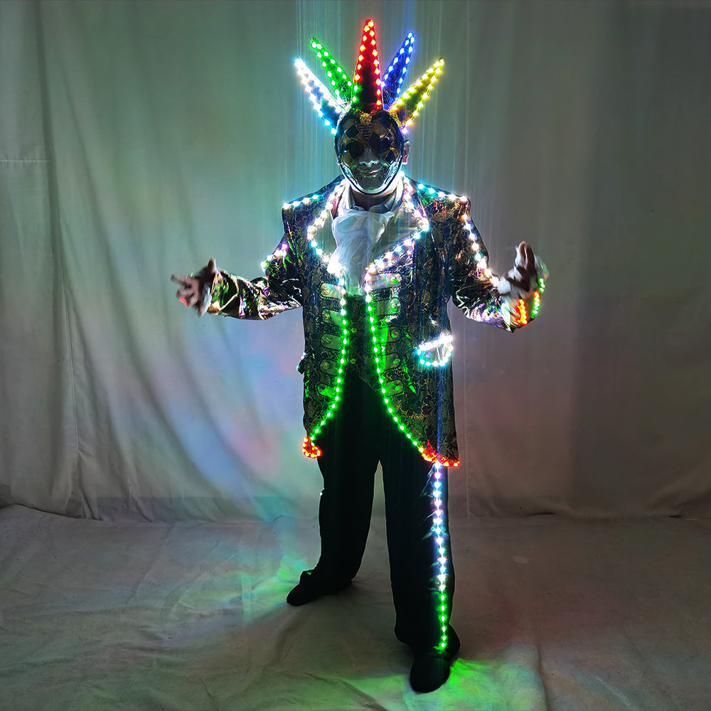 Full‑Color Digital Pixel LED Court Suit, Light‑Emitting Running Horse Tuxedo Lighting Effects for Stage Performance - Temlaser.net