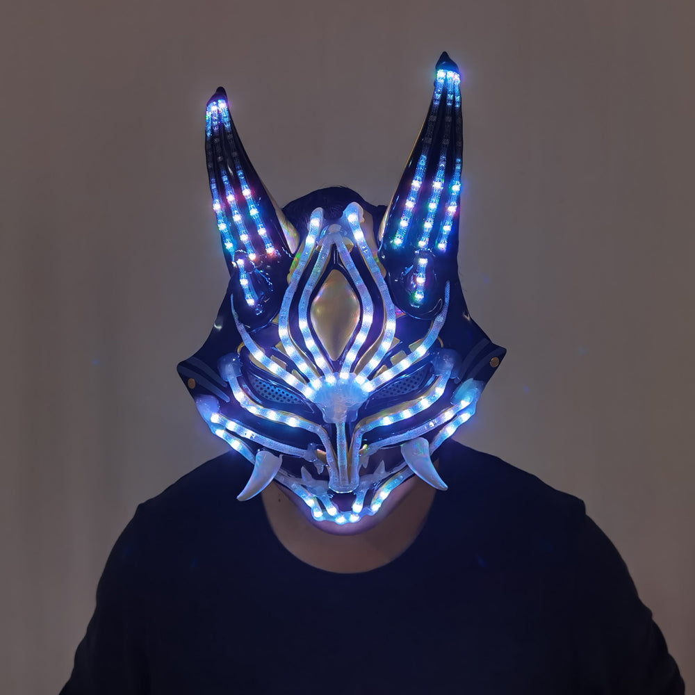 Future Tech LED Helmet Cat Woman Black Panther Mask LED Robot Performance Costume - Temlaser.net