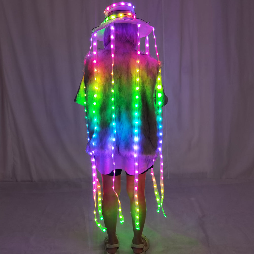 LED Jellyfish Hat Full Color Luminous Headwear Glowing Party Props - Temlaser.net