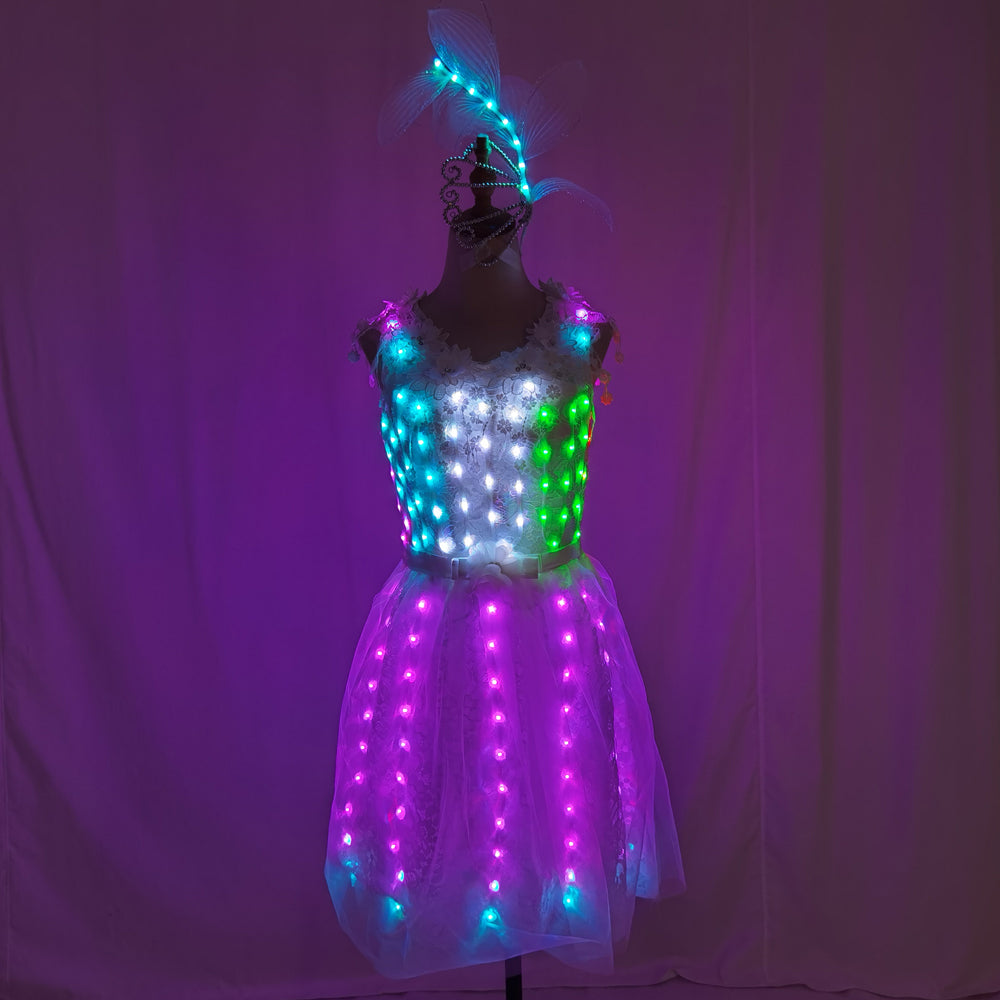Ropa luminosa iluminada, traje con LED, tutú de Ballet, vestidos Led, ropa de escenario para bailarina o cantante, ropa para bailar, faldas, fiesta de boda 