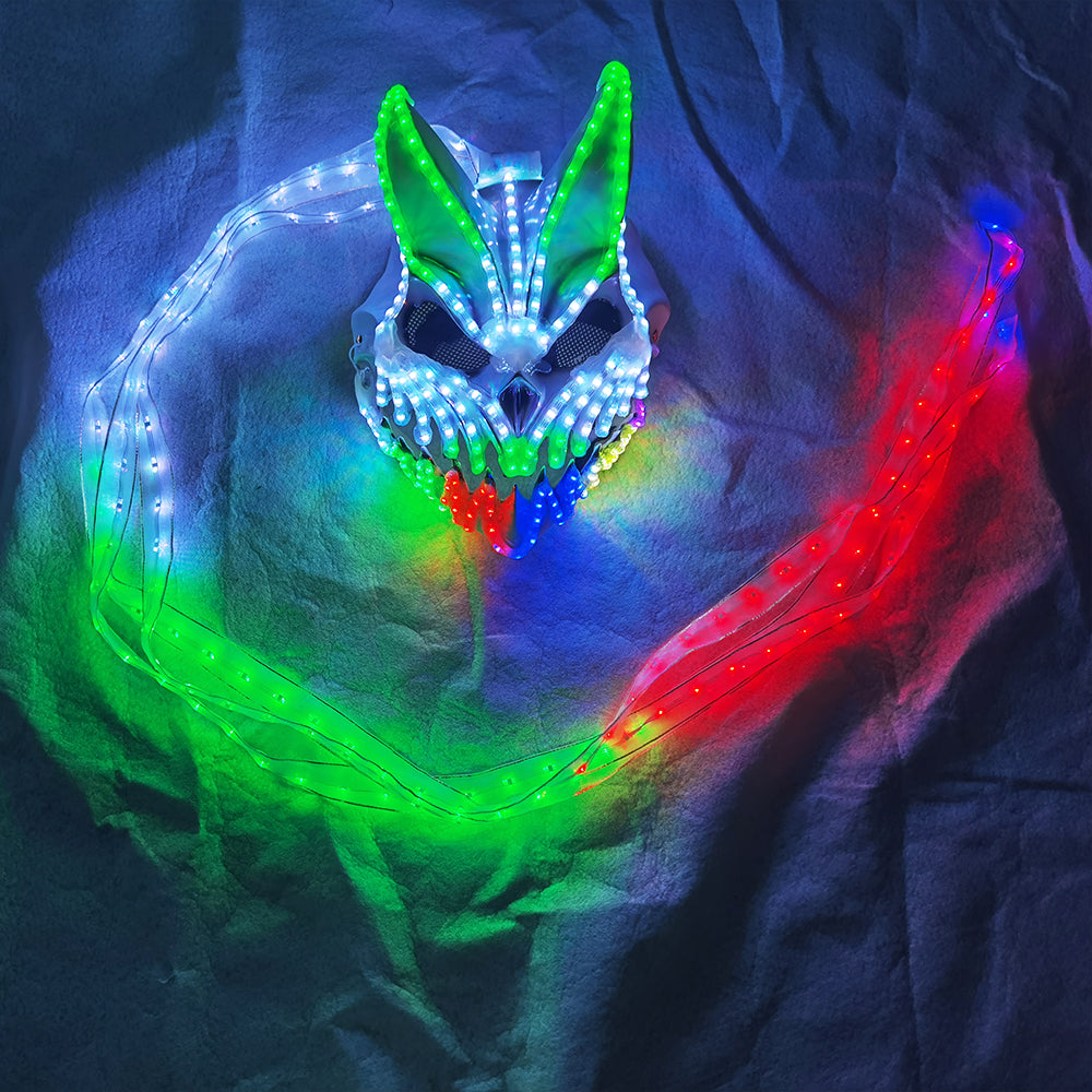 LED Rabbit Bear Mask with Remote Color Change Halloween Horror Bunny Mask - Temlaser.net