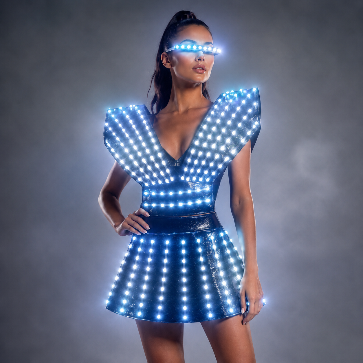 Women LED Dance Dress - Colorful Light Up Costume for Performance & Celebration