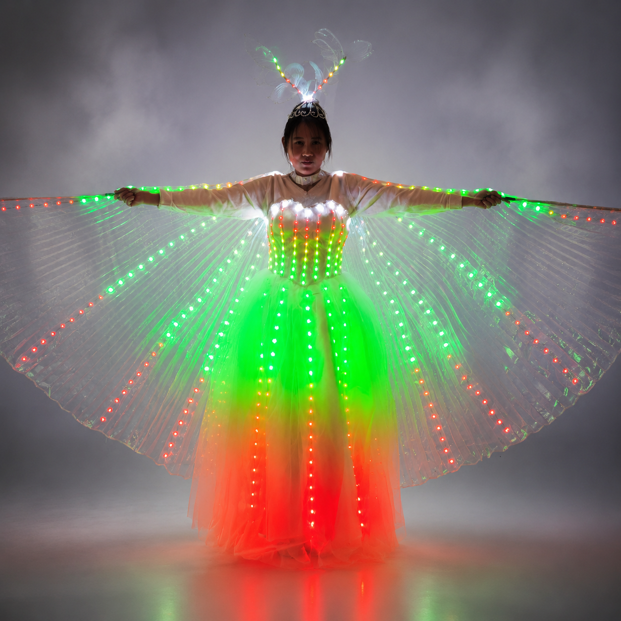 LED Wedding Dress Luminous Suits Light Clothing Glowing Wedding Skirt LED Wings for Women Ballroom Dance Dress