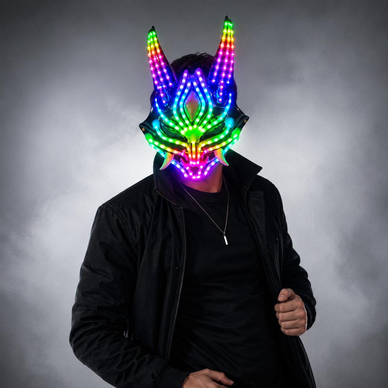 Future Tech LED Helmet Cat Woman Black Panther Mask LED Robot Performance Costume