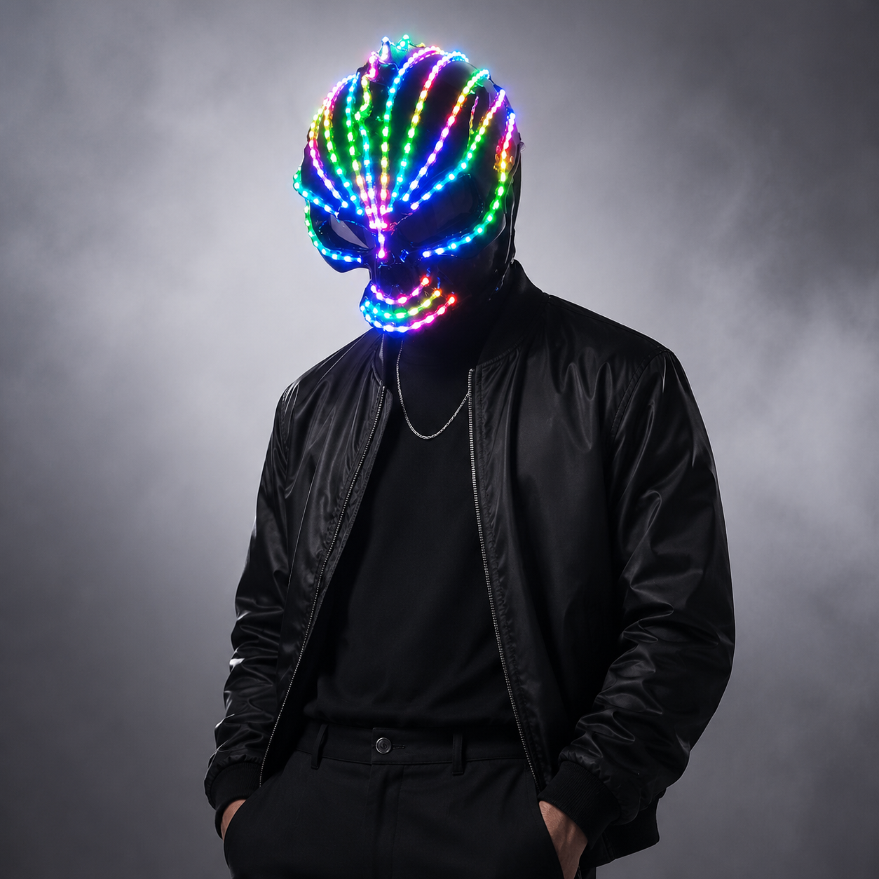 Unicorn LED Helmet Monochrome Full Color Lighting Racing Hat Mask Waterfall Effect Glowing Robot Suit Party Dress Accessories