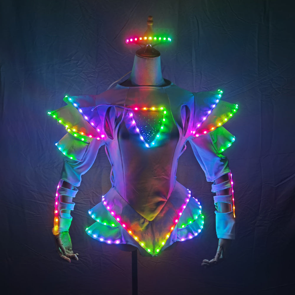 LED Female Warrior Suits - Luminous Glowing Costume for Women Ballroom Dance - Temlaser.net